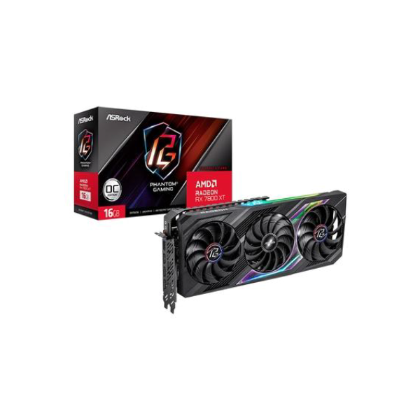 Placa de Vídeo RX 7800 XT Phantom Gaming 16G OC ASRock AMD Radeon, 16GB, ARGB, Ray Tracing - 90-GA4MZZ-00UANF