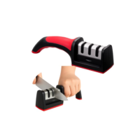 Afiador Amolador de Facas 3 em 1 Profissional Manual Aço Cabo Ergonômico Base Antiderrapante Uso Diário Corte Rápido e Preciso Premium