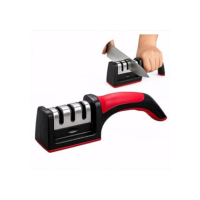 Afiador Amolador de Facas 3 em 1 Profissional Manual Aço Cabo Ergonômico Base Antiderrapante Uso Diário Corte Rápido e Preciso Premium
