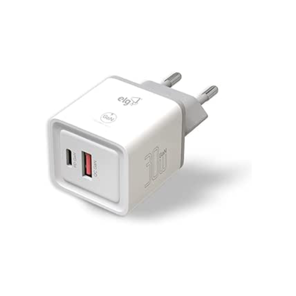 Carregador Universal de Parede Carga Rápida 30W GaN Para Notebooks/Celulares/Relógios 2 Saídas USB-C + 1 Saída USB-A - W35GAN ELG