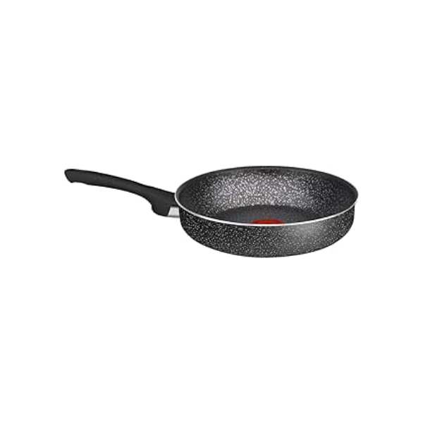 Frigideira Funda Rochedo Stone Pro 24cm Preto com Efeito Pedra e Antiaderente Minerium, Alta Resistência e Durabilidade, Cabos Ergonômicos e Base Limpa Fácil