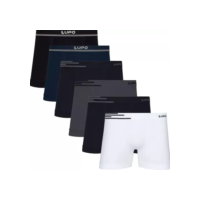 Kit 6 Cuecas Box Boxer Lupo Sem Costura Basic Microfibra 436