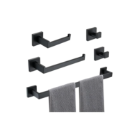 BEMMY Kit 5 Acessórios Para Banheiro Lavabo Luxo 5 Peças Acabamento Fosco Aço Inoxidável, Conjunto de para Toalheiro de Banheiro 60CM, Barra de Toalha de Banheiro, Preto, Instalação de Perfuração