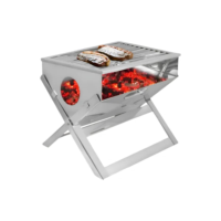 Churrasqueira Portátil Dobrável Inox Carvão Camping