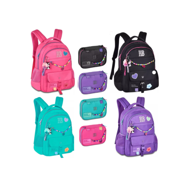 Mochila RB Rebecca Bonbon com Miçanga Preta Bolsa Femenina - Original