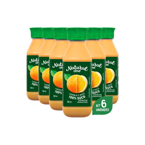 Suco Natural One Laranja E Maçã Ambiente 180ml (6 Unidades)