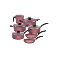 Jogo de Panelas Tramontina Turim em Alumínio com Revestimento Interno e Externo em Antiaderente Starflon Max Rosa 07 Peças