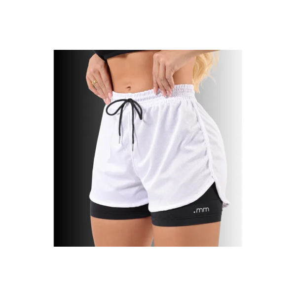 Short Duplo Compreensão Fitness Bermuda Academia Feminino