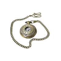 Relógio De Bolso Quartz Clássico Com Corrente Estilo Antigo Retro Bronze