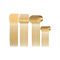 MODUS Talheres 24 Peças Aço Inox Faqueiros Com Colher Facas Garfo (Ouro 24Peças)(SPK-MODUS)