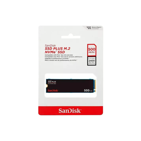 Ssd Sandisk Plus 500gb M.2 2280 Pcie Gen3 Nvme SDSSDA3N-500G-G26 Preto