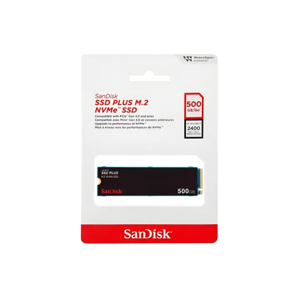 Ssd Sandisk Plus 500gb M.2 2280 Pcie Gen3 Nvme SDSSDA3N-500G-G26 Preto