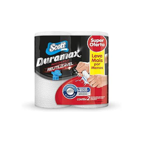 Scott Duramax Pano Reutilizável em Rolo, Branco, 116 Folhas (2 Unidades de 58 Folhas)