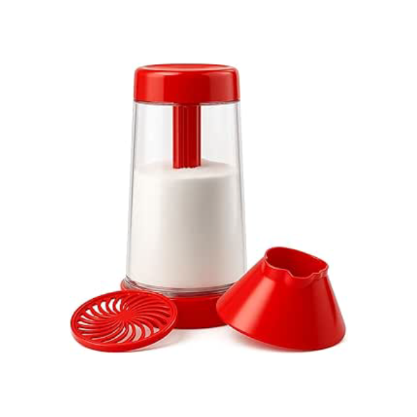 Tapioqueira Polvilhador Peneira de Goma para Tapioca e Beiju Manual com Armazenamento PREMIUM (Vermelho)
