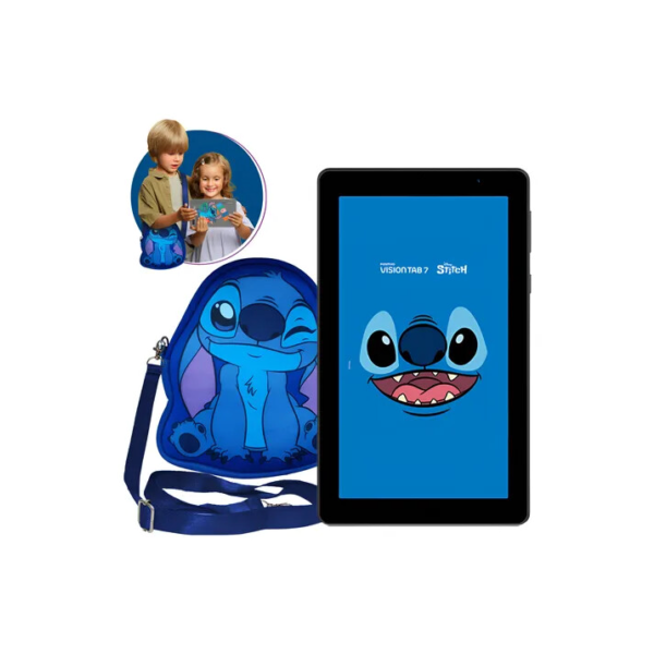 Tablet Positivo Vision Tab 7 Stitch - Processador Octa-core 3gb Ram 64gb Armazenamento, Tela 7 Ips, Bateria 3100mah, Android 14 Go, Wi-fi - Preto - Inclui Capa De Proteção E Capa De Transporte