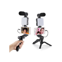 Tripé Estabilizador de Mão kit 5 em 1 gimbal Microfone Celular Gravação De Vídeo