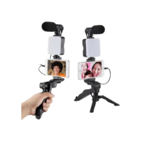Tripé Estabilizador de Mão kit 5 em 1 gimbal Microfone Celular Gravação De Vídeo