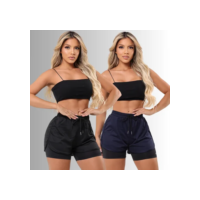 Kit 2 Short Duplo Compreensão Fitness Bermuda Feminino