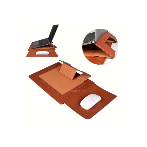 Bolsa Multiuso Para Macbook air M2 13.6 13/14/15/16 Polegadas Capa De Couro PU Com Suporte De Mouse Pad