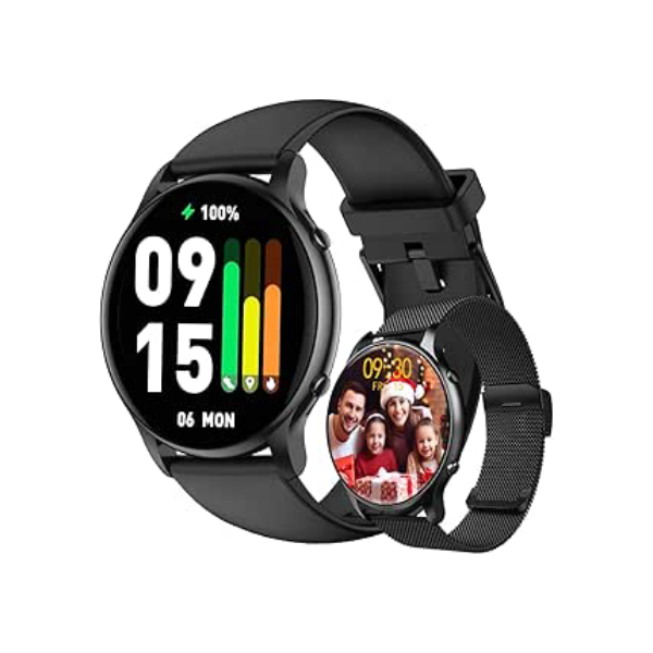 Smartwatch BLACKULTRA 1.32'' Full Touch, IP68 à Prova d'Água, iOS/Android, 100+ Modos Esportivos, Notificações, Voz, Chamadas, Unissex, 2 Pulseiras