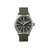 Timex Relógio masculino Expedition Scout de 40 mm – caixa preta e mostrador com pulseira deslizante de couro oliva