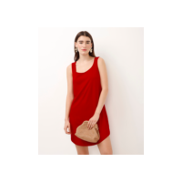 vestido curto de viscose decote redondo vermelho