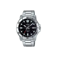 Relogio Casio Masculino Mtp-vd01d 1evu Prateado Preto Correia Prata Bisel Prata