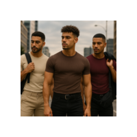 Kit Com 3 Camisetas Masculina Canelada Americana Slim Algodão Premium Ribana