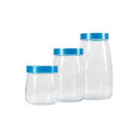 Kit 3 Potes de Vidro Mandacaru Azul (800ml, 1.2L, 2L) - Nadir
