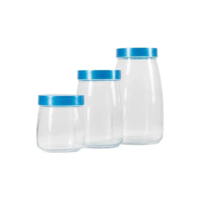 Kit 3 Potes de Vidro Mandacaru Azul (800ml, 1.2L, 2L) - Nadir