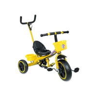 Triciclo Infantil Amarelo 2 Em 1 Mega Compras Com Pedal E Cesto Para Passeio | Carrinho Triciclo De Bebê Com Empurrador Removível, Conforto E Segurança