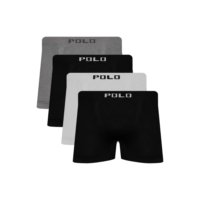 Kit 4 Cuecas Boxer Polostar Lisa Microfibra Masculina Sem Costura