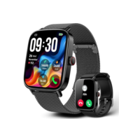 Smartwatch Relógio Inteligente, Tela HD de 1,85" Relógio Fitness, 120 Esportes, Frequência Cardíaca e Monitoramento do Sono, IP68 à rova d'água, Compatível com Android iOS, 2 Pulseiras (Preto)