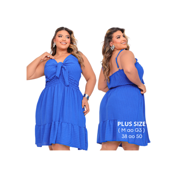 Vestido Plus Size Tecido Crepe Duna Alça Regulável Decote V