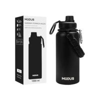 MODUS Garrafa Térmica Esportiva De Aço Inoxidável Com Isolamento A Vácuo De 1000ML (Preto)