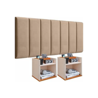 Conjunto Cabeceira Casal Modulada 140cm com Kit de Mesa de Cabeceira Suspensa com Porta Celular (Bege - Off White/Cinamomo)