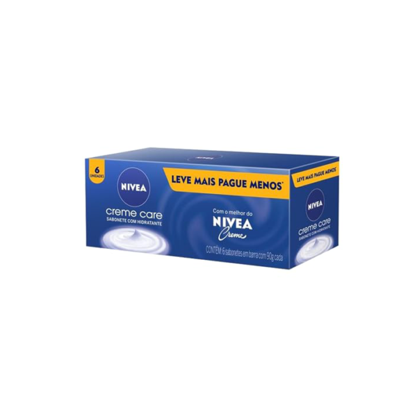 NIVEA Sabonete em Barra Creme Care Promo 6 un. 90g - Limpa e deixa a pele macia mesmo após o banho, com glicerina, fragrância NIVEA Creme e o exclusivo ingrediente Eucerit