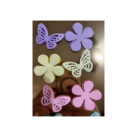 🎀 50 Borboletas + 50 Flores arredondadas  Candy Color 5 cores para Decoração de Festa 🎉5 cores