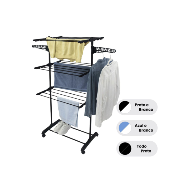 Varal De Chão Roupa Calcinha Grade 3 Andares Dobrável Portátil
