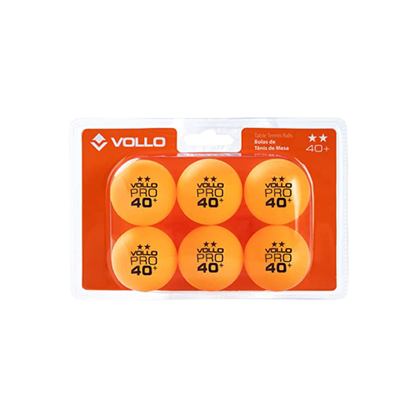 Bola Tênis Mesa de ABS (Novo Material) Laranja com 6 Unid. (2 estrelas) Vollo Sports