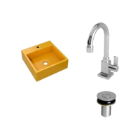 Kit Cuba Q355 C/Torneira Luxo 1195 + Válvula Click 1''B (2,6cm) Amarelo