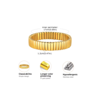 Bracelete Pulseira Ajustável Elástica Aço Inox Dourada e Prata.