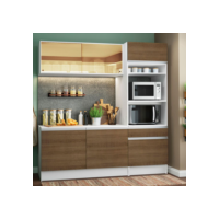 Cozinha Compacta Madesa Diamante Pop com Armário, Balcão e Tampo Branco/Rustic