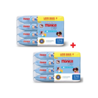 Kit 8ptes Toalhas Umedecidas Turma da Mônica Baby 44un cada -Total 352un