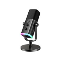 FIFINE Microfone dinâmico USB/XLR para gravação de podcast,microfone streaming para jogos de computador com RGB,botão de mudo,conector para fones de ouvido,suporte de mesa,para cantar no YouTube-AM8