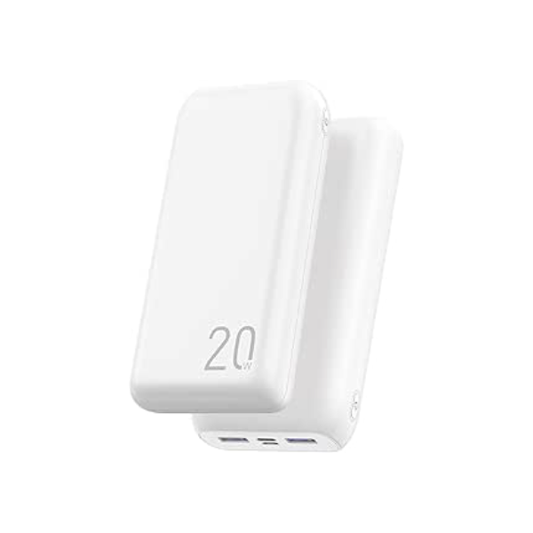 Power Bank 20000mAh Carregador Portátil, 2 USB-A (até 22.5W, PD) + 1 USB-C (até 20W, PD) + 1 Micro USB (até 18W), Carregamento Rápido, Proteção Inteligente, Compatível com Android e iOS – Branco