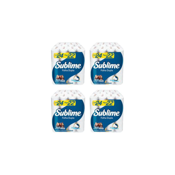 Kit Papel Higiênico Folha Dupla Sublime Softys - 4 Pacotes com 24 Unidades Cada