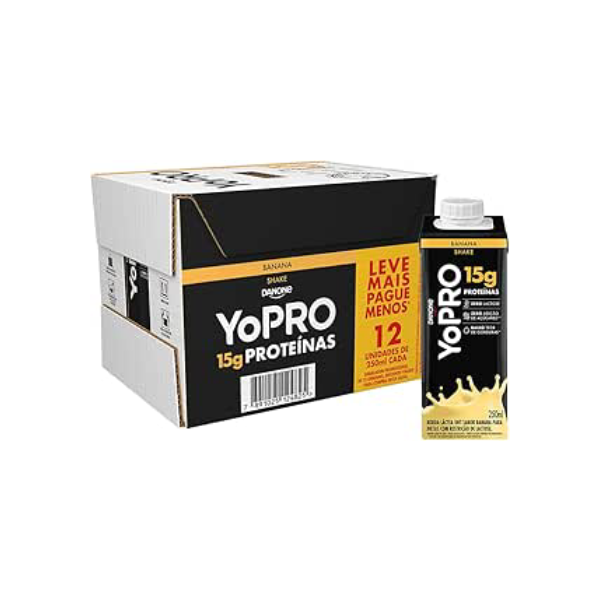 YoPRO Bebida Láctea UHT Banana 15g de proteínas 250ml - 12 unidades