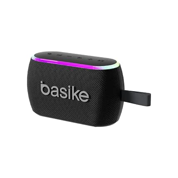 Basike Caixa de Som Portáteis Bluetooth 5.3, 100W Pico, TWS Estéreo Hi-Fi, Microfone, Luzes RGB, Modos EQ, Resistente à Água IPX6, 12h de Reprodução para Casa, Festa, Uso ao Ar Livre (Preto)