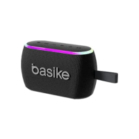 Basike Caixa de Som Portáteis Bluetooth 5.3, 100W Pico, TWS Estéreo Hi-Fi, Microfone, Luzes RGB, Modos EQ, Resistente à Água IPX6, 12h de Reprodução para Casa, Festa, Uso ao Ar Livre (Preto)